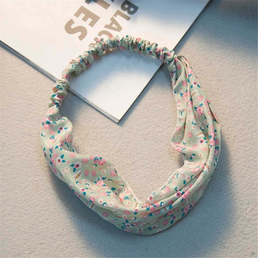 Новая Корейская Ретро Мода Цветочная повязка на голову с широкими полями ткань