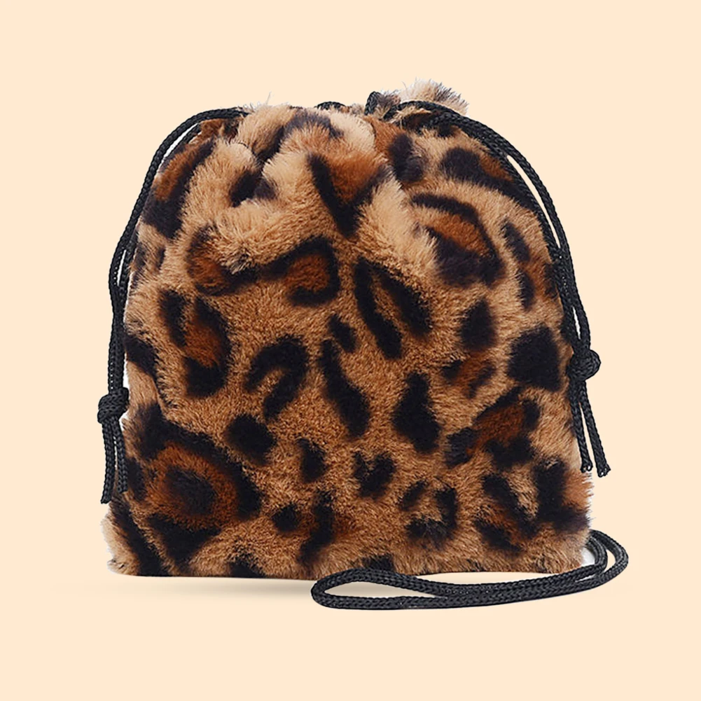 

Fashion Plush Shoulder Messenger Bag Leopard Printed Casual Simple Crossbody Bags Women Handbags Totes Clutch Bag
