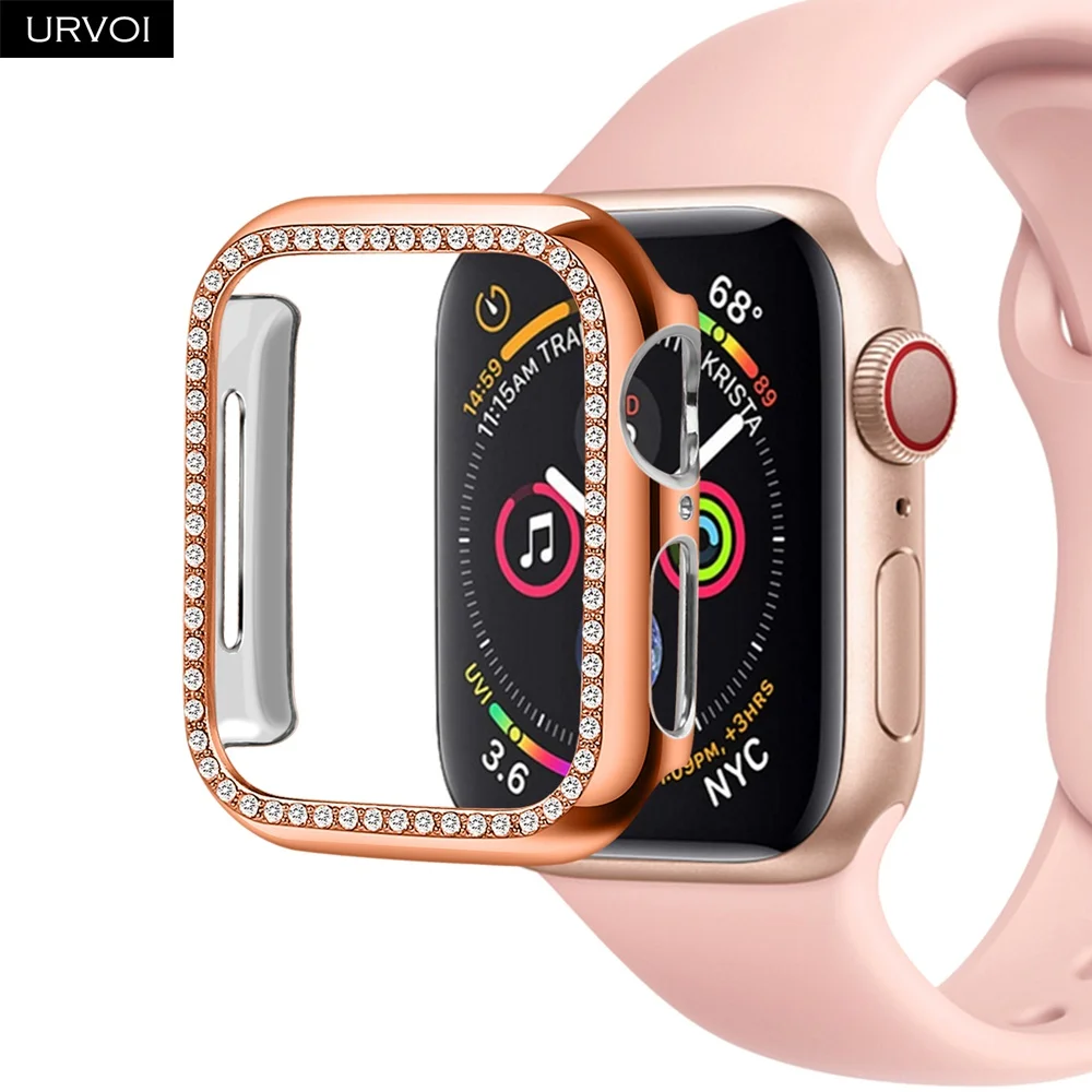 URVOI Стразы чехол для apple watch series 5 4 3 2 iwatch защита Бампера 40 мм 44 Жесткий Поликарбонат
