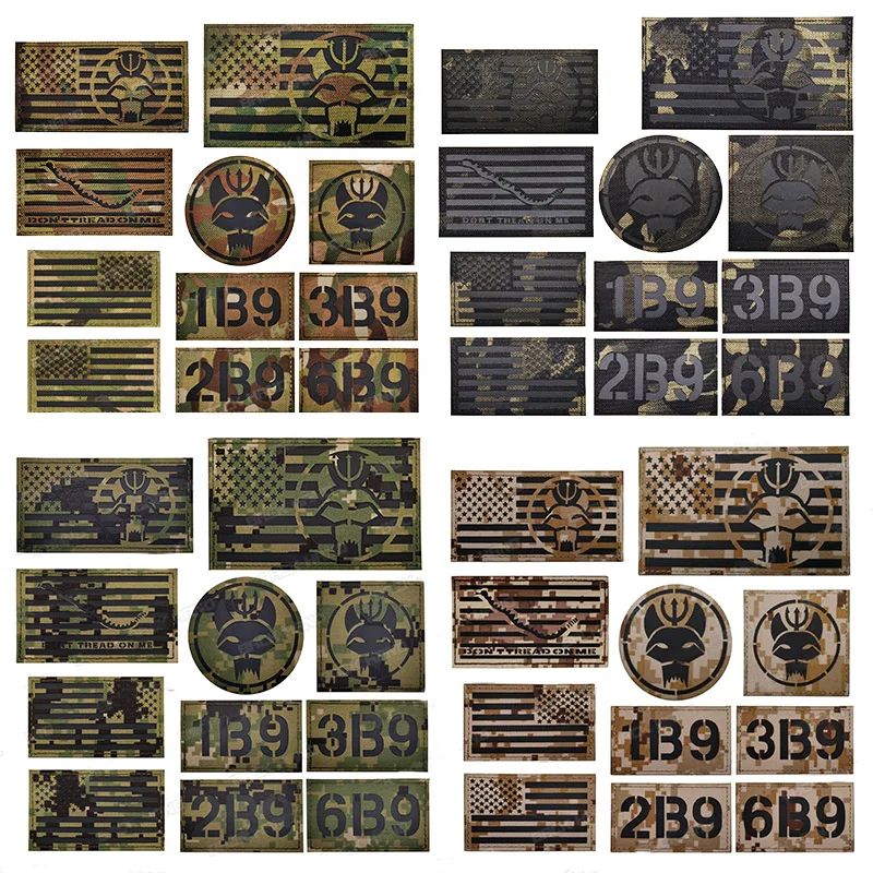 

4 Styles Reflective Infrared Call Sign Letter Patch Decorative MARPAT Badges Tactical Military Patches AOR2 Woodland Camouflage