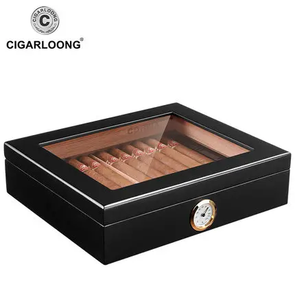 Армейский зеленый COHIBA Портативный коробка для сигар с Стекло Топ оптовый сигарный хьюмидор Cedar Wood CA-0121 - Цвет: Армейский зеленый