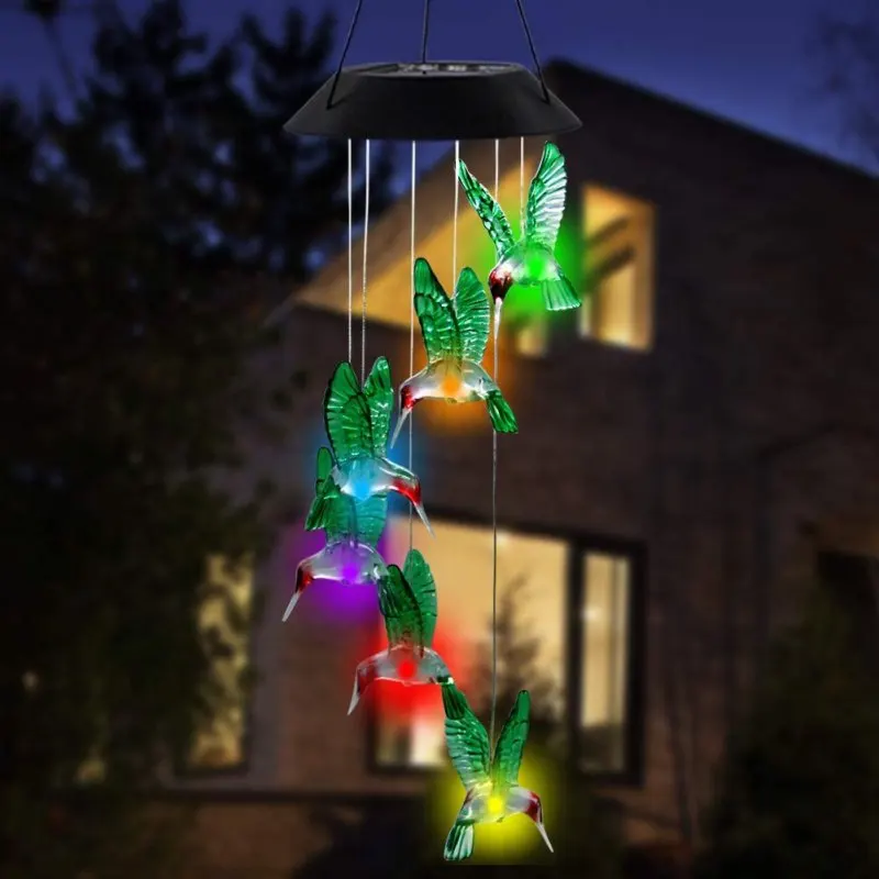 

Romantic Solar Butterfly Wind Chimes Outdoor LED Color-changing Hanging Decoration Home Bedroom Pendants Decor Birthday Gifts