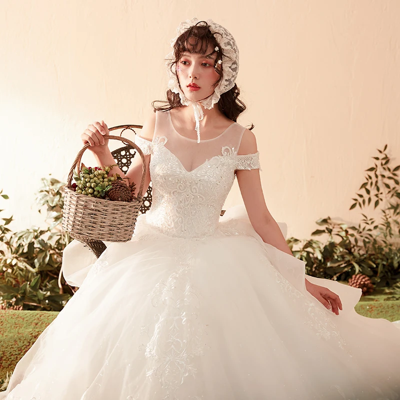 2020 свадебное платье со шнуровкой на спине фантастическое Тюлевое ТРАПЕЦИЕВИДНОЕ