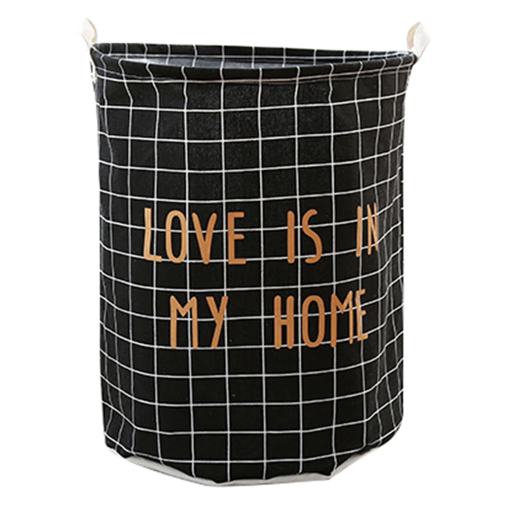 Large black plaid Новая Большая корзина для хранения белья, корзина для хранения игрушек, корзина для пикника, коробка для мытья одежды из хлопка, детский органайзер, корзина для хранения белья, корзина для белья - Цвет: Large black plaid