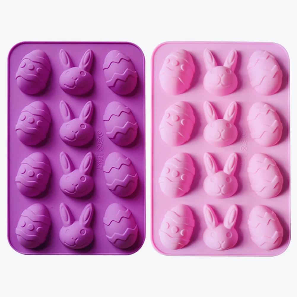 

Silicone Easter Eggs Rabbit Mold 12 Cavity Baking Pastry Chocolate Cake Dessert Tray for Mousse DIY Decor Tools