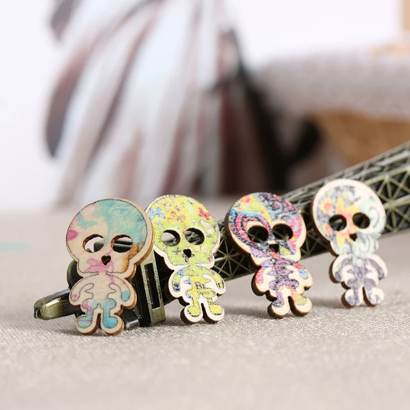 10 шт. Скелет 2 отверстия деревянные пуговицы Scrapbooking ремесла DIY Дети милые