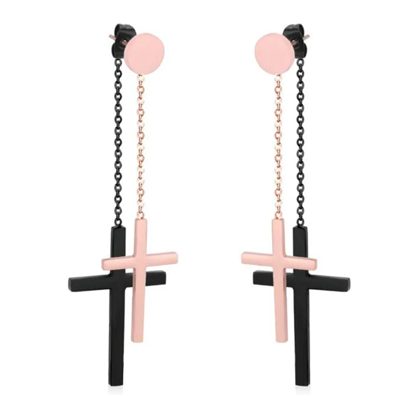 

Fashion Korean Women Drop&Dangle Earrings Stainless Steel Cross Earrings Pendientes aretes de mujer Jewelry 2020