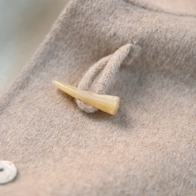 

Handmade Japanese Style 2020 Autumn And Winter Solid Color Coat Women's Plaid Loose Hooded Double-sided Woolen Woolen Coat B100