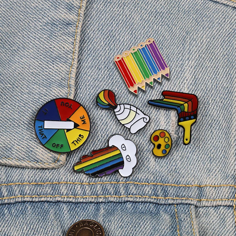 Мультяшные художественные инструменты для рисования Брошь палитра красок