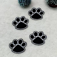 black dog paw print shape embroidery ironing patches sticker about 5 1x4 2cm for diy clothes decoration patch repair 1pc