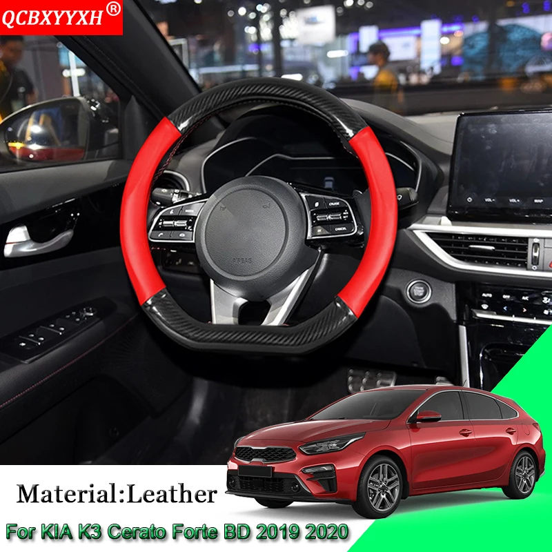

Carbon Fiber Leather Car Steering Wheel Cover Car Steering-wheel Hubs Car Accessories Fit For Kia K3 Cerato Forte BD 2019 2020