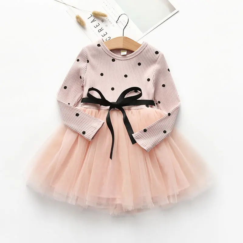 

baby girls dress autumn/spring children clothing printed dots princess dress long sleeve girls dress cotton girl vestido