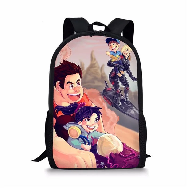 

New 16-inch Cartoon Bags Children Wreck-It Ralph Backpack Kids Boys Mochila Infantil Age 1-6 Ralph School Bag Students Backpack