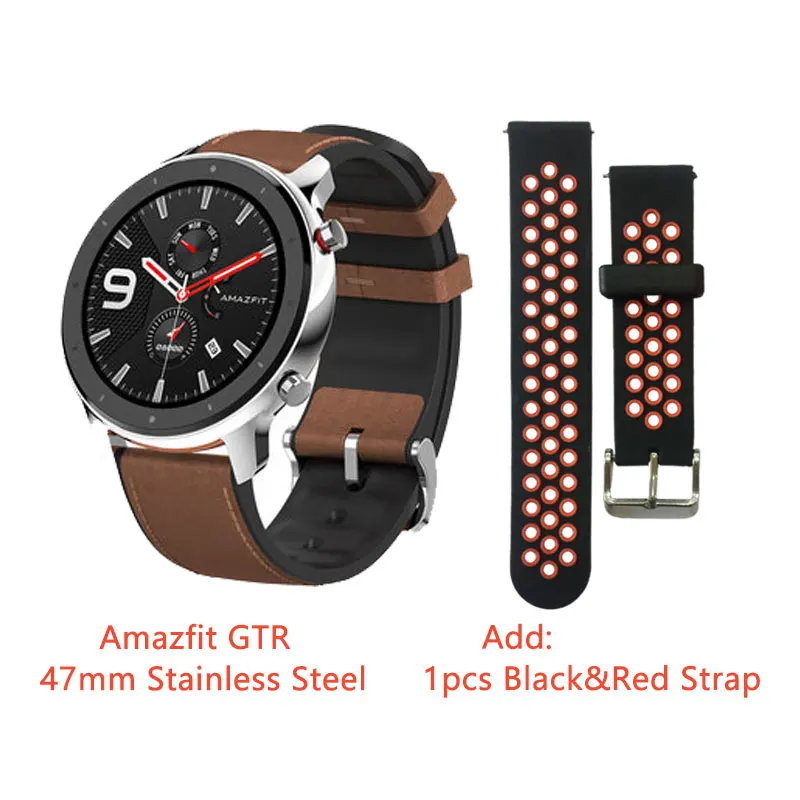 Steel Add BlackRed Глобальная версия Amazfit GTR 47 мм Смарт часы Бег Плавание Спорт Здоровье сердечного ритма Smartwatch 24 дня батарея gps - Цвет: Steel Add BlackRed