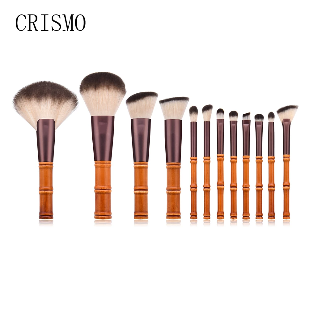 

Набор кистей для макияжа CRISMO, 12 шт., кисти для профессионального макияжа, имитация бамбуковой пудры, основы, теней