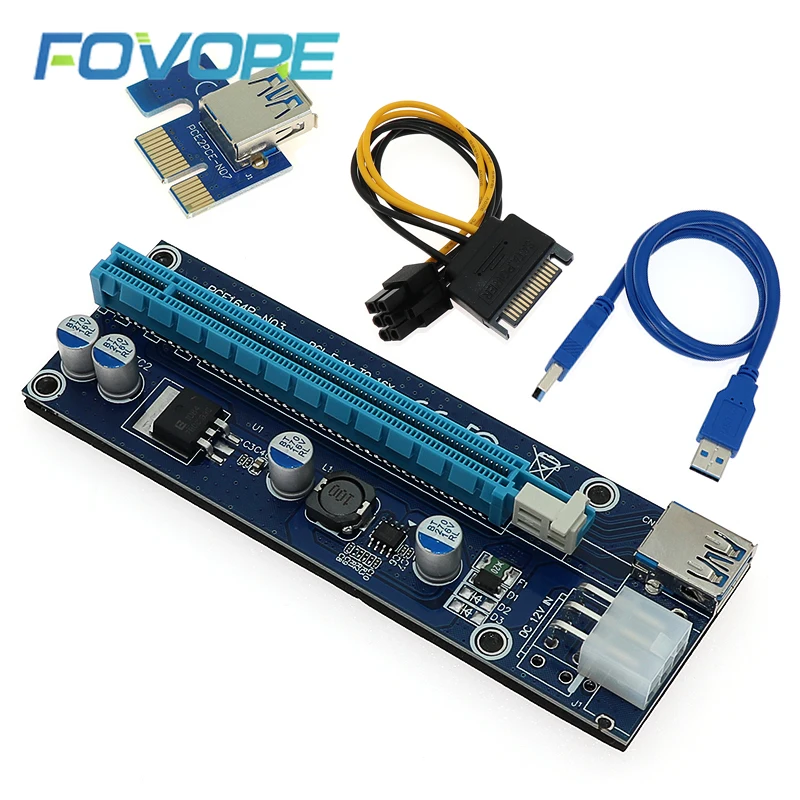 VER006 60 см PCI Express Riser Card 1X на 16X Extender + USB 3 0 кабель/SATA 4Pin шнур питания для BTC Bitcoin Miner |