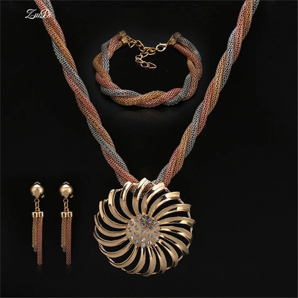 

ZuoDi wholesale Exquisite Dubai Gold Color Jewelry Set brand Nigerian Wedding African Beads Jewelry Set Women costume design