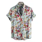 Цветочная гавайская рубашка мужская с коротким рукавом, быстросохнущая пляжная одежда, повседневная одежда для отдыха на пуговицах, лето 2021