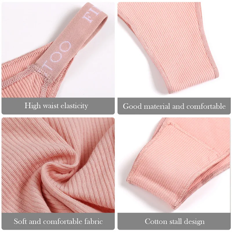 

Ladies 2PICS M-XL Sexy Thong Cotton Soft Fashion Breathable Solid Washable Low Waist Colorful Summer Exclusively Designed Briefs