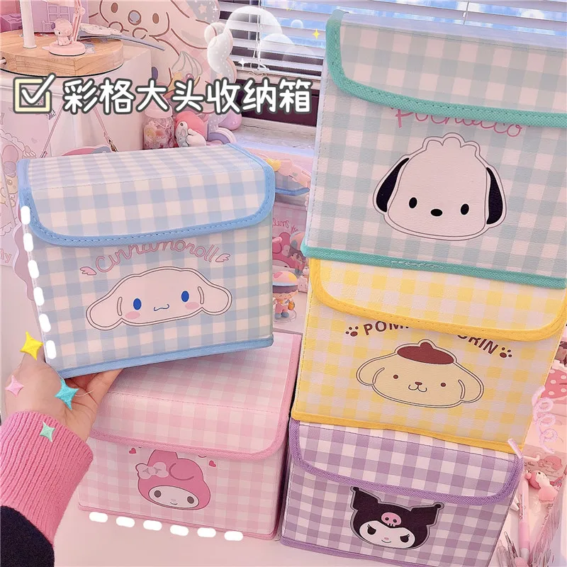 Sanrioed 20 см x 15 5 Kawaii Cinnamoroll My Melody Kuromi флип-бокс для хранения Аниме высокой емкости