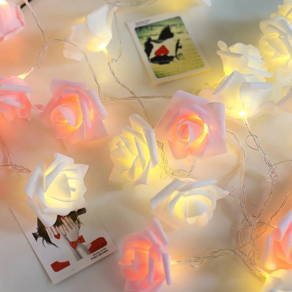 

Led Rose Light Simulation Flower Battery Lamp String Lights Wedding Decoration Valentine's Day Room Home Fairy Christmas Party