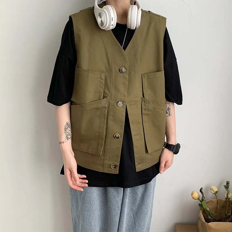 

Men's Vests Summer Mens Sleeveless Jacket Vest Spring Autumn Casual Travels Vest Multi-pockets Thin Vest Waistcoat Male Clothes