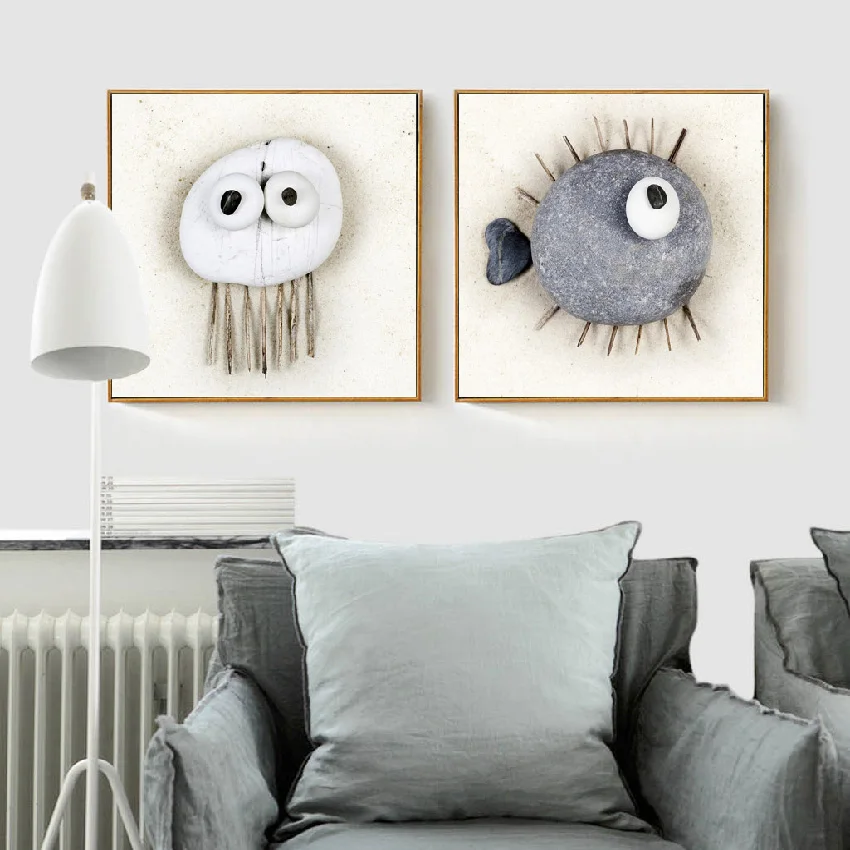 

Stone Fish Simple Decorative Painting Children's Room Canvas Painting Living Room Home Painting Wall Decoration Painting Poster