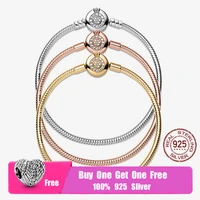 2021 new 925 sterling silver moments sparkling crown o snake chain bracelet fit original sliver charm for women diy jewelry gift