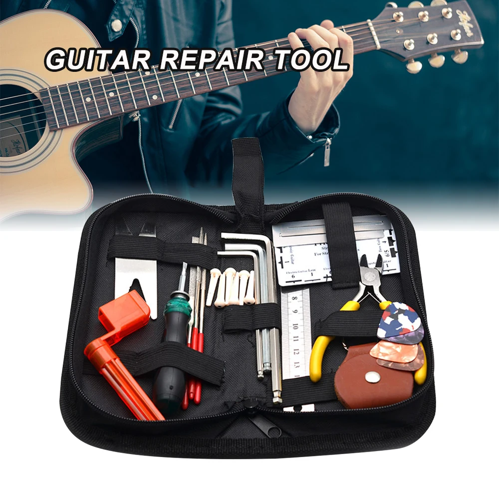 

Guitar Repairing Tool Set Maintenance Cleaning Tool Kit String Organizer