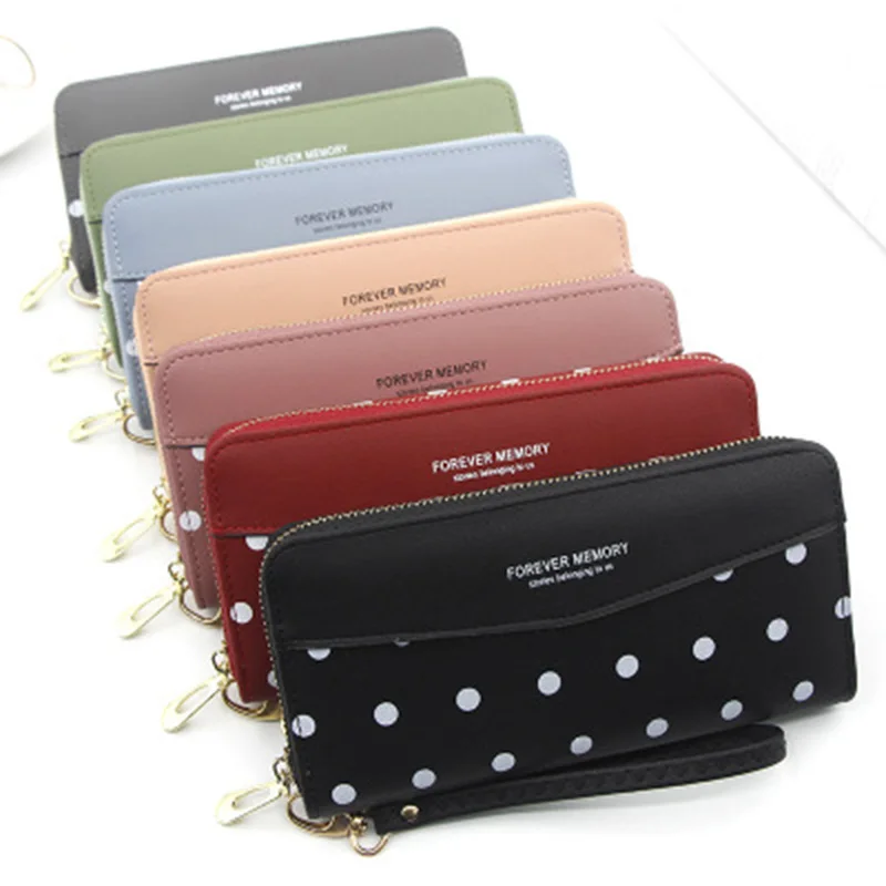 Женский кожаный Длинный кошелек на молнии вечерние сумки для телефона держатель