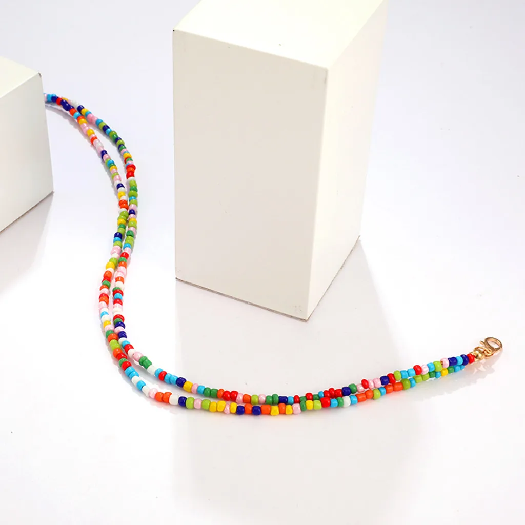 Женское богемное короткое ожерелье ручной работы яркий цвет эффектное аксессуар
