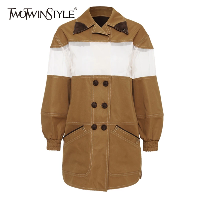 Женская Повседневная куртка TWOTWINSTYLE разноцветная Свободная с отложным