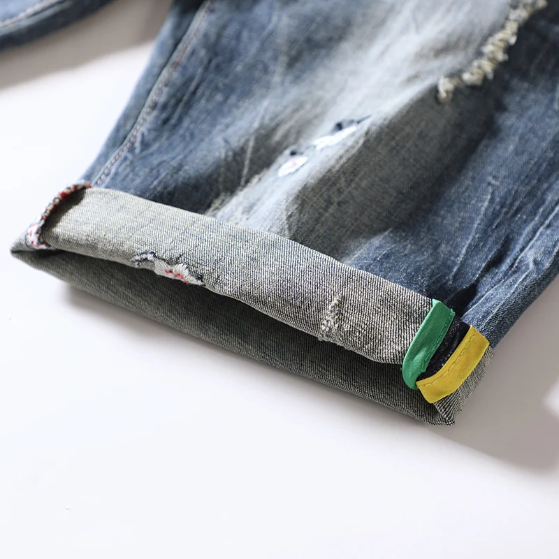 Мужская джинсовая шорты с вышивкой новое летнее платье цветочным принтом Модная