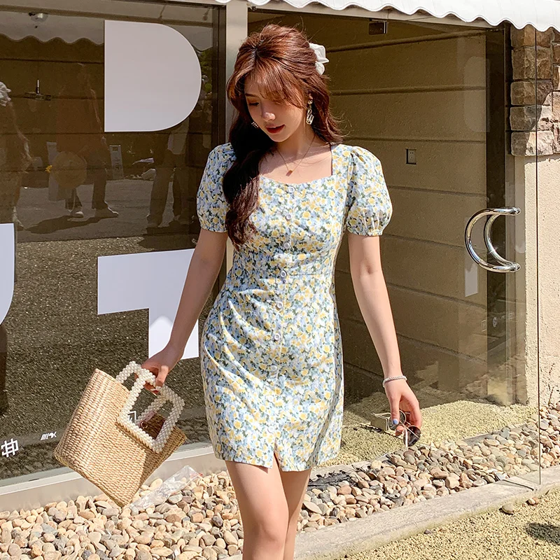 

SEMIR Dress Women Fresh Forest 2021 Summer New Slim Girl Dresses Square Collar French Floral Dress