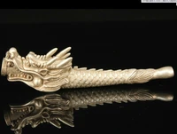 chinese collectible hand carved dragon head retro tibetan silver tobacco pipe