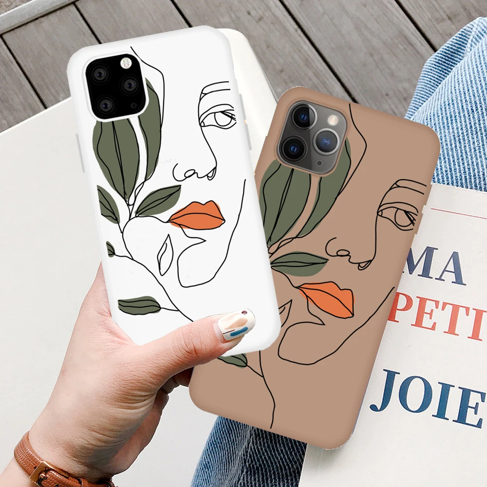 

Simple Art Line Leaf Phone Case For iPhone 12 11 Pro Max XS XR X 7 8 Plus SE 2020 6 6S 11 Case Soft Silione TPU Back Cover Capa