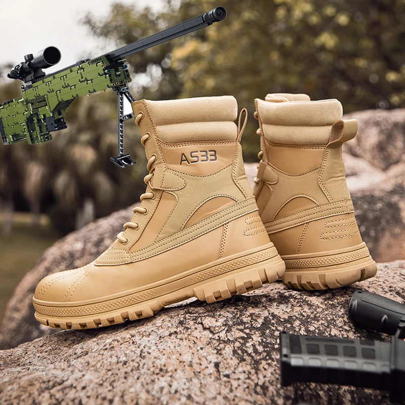 

Men's Autumn 2021 Ultra Light Desert Zipper Clasp Tactical Boots Wearable Hiking Boots Non-slip Hiking Shoes Plus Size 39-47