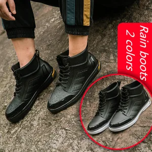 Лидер продаж; Модные повседневные водонепроницаемые ботинки для взрослых; Высококачественные водонепроницаемые мужские резиновые ботинки из пвх; Пластиковые Нескользящие ботильоны на плоской подошве