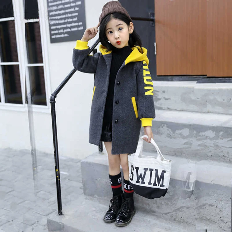 Демисезонная шерстяная куртка для девочек новинка 2021 Корейская версия модное
