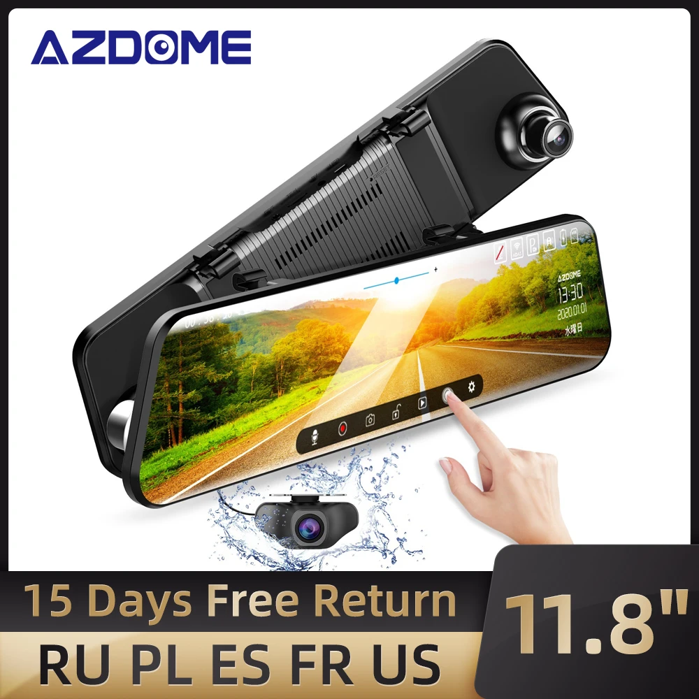 AZDOME PG17 зеркало Автомобильный видеорегистратор Потоковое мультимедиа 12