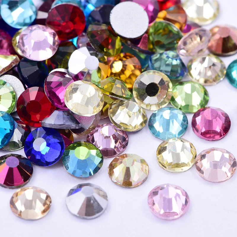 Красочные SS3-SS34 кристалл AB Блеск стразы стекло без горячей фиксации s Flatback