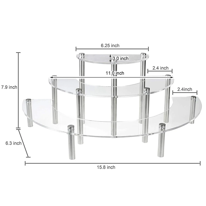 

3-tier Clear Acrylic Semicircle Round Cupcake Dessert Display Stand