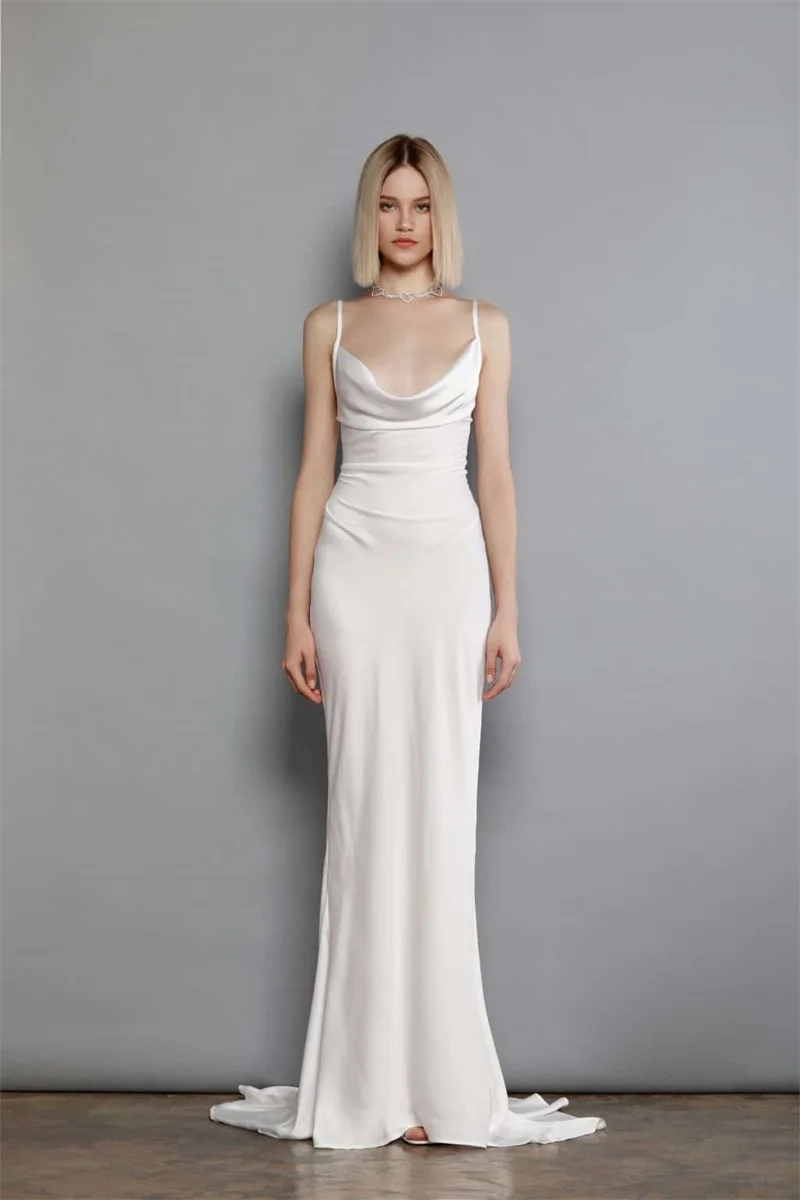

Graceful White Night Robe Spaghetti Strap Cross Straps Party Sleepwear Custom Made Floor Length Sleeveless Nightgowns Robes