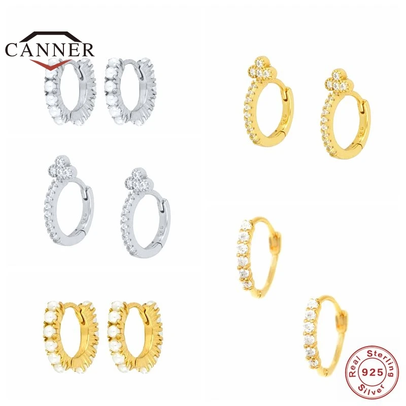 

Женские серьги-кольца CANNER из стерлингового серебра 925 пробы с фианитами