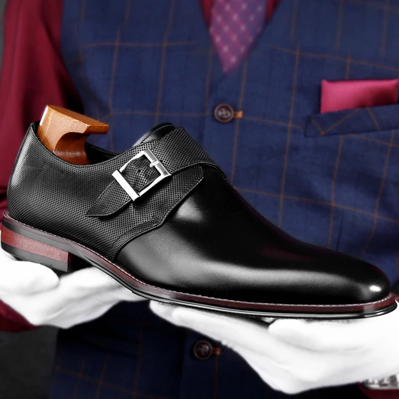 Мужские туфли ручной работы из натуральной кожи с острым носком на плоской