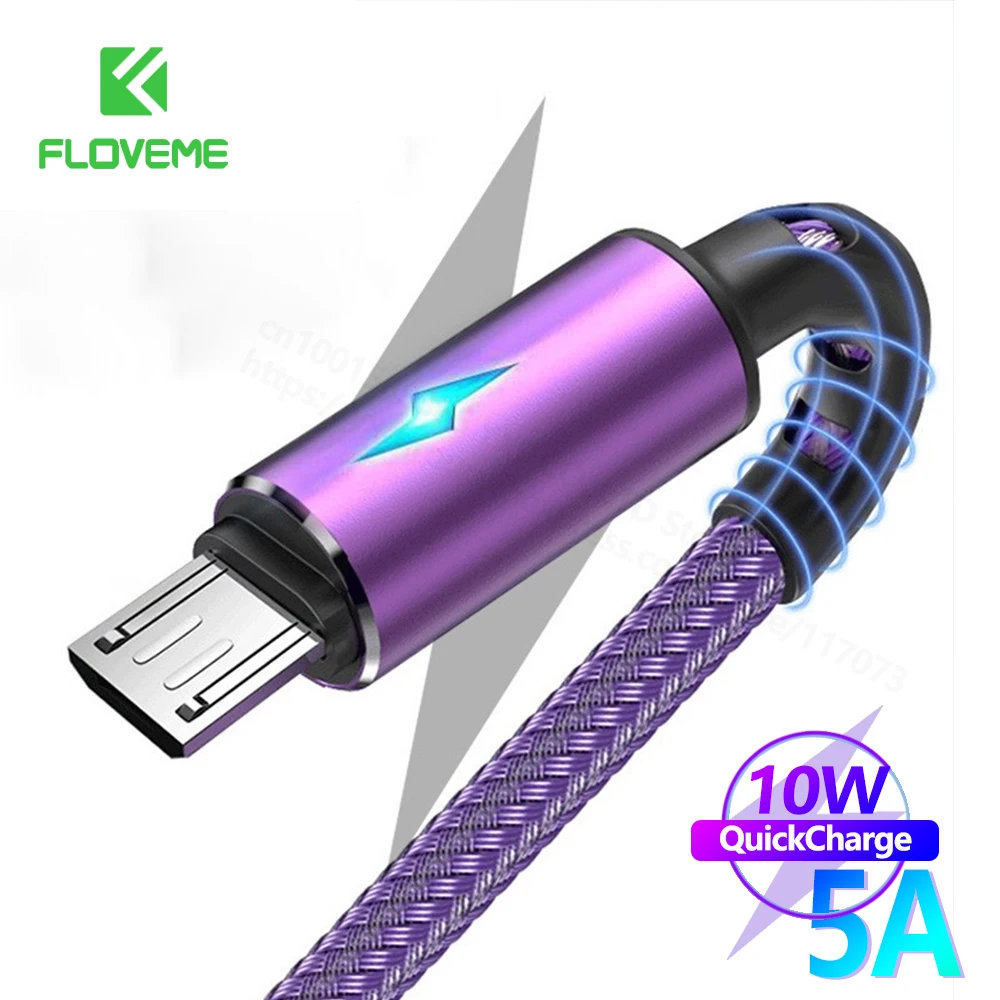 

FLOVEME 5A USB Type C Cable For Samsung Xiaomi iPhone Fast Charging Charge Wire Micro Android Cable Mobile Phone Type-C Charger