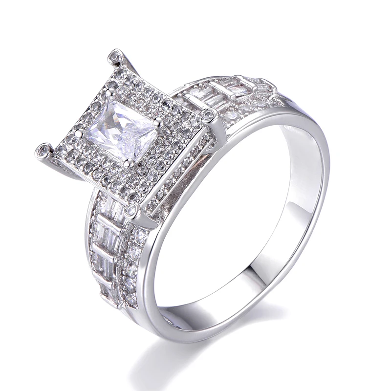 Hip Hop Geometric Square Bling CZ Iced Out Copper AAA Cubic Zircon Ring For Men Women Jewelry Gold | Украшения и аксессуары