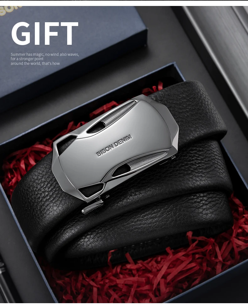 

BISON DENIM Brand Genuine Leather Mens Belt Man Designer Belts Fashion Automatic Buckle Belts For Men Leather Designer N71598
