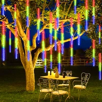 led meteor shower raindrop lights waterproof snow falling outdoor string lights for garden party wedding christmas tree patio