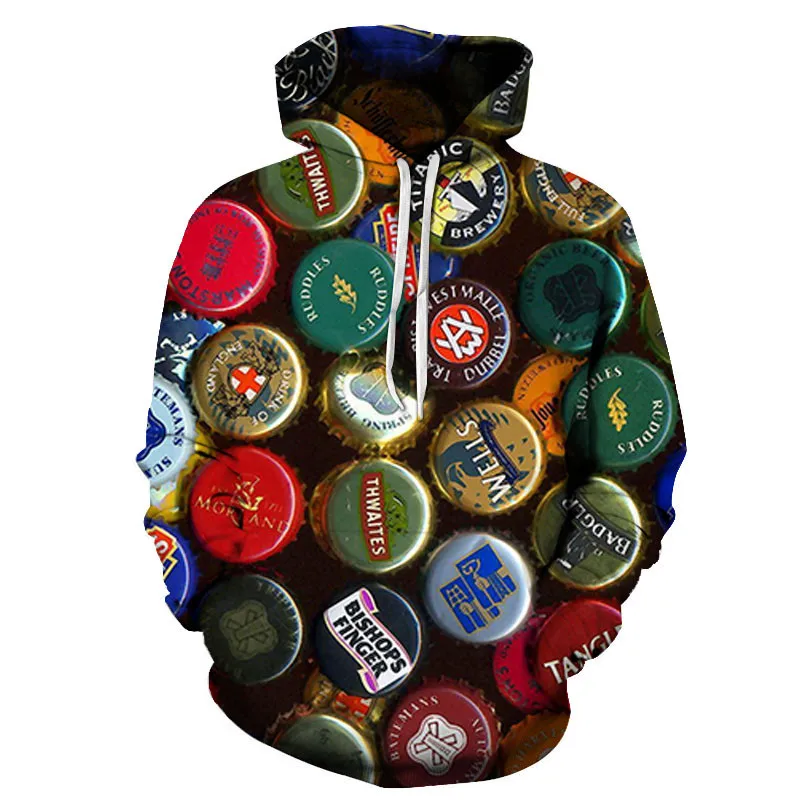 Мужская толстовка с 3D принтом poker /beer/Burger Повседневная Толстовка в стиле хип хоп 6XL